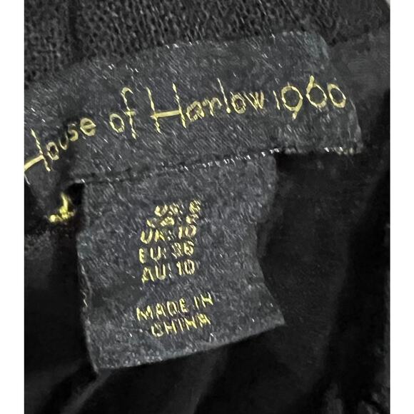 House of Harlow 1960 Pants Black Cargo Linen Blend Women's 6 Straight Leg - Picture 6 of 7